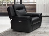 Elektrische relaxfauteuil van leer KENNETH - Zwart L 97 cm x H 98 cm x D 93 cm