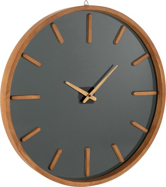 J-line horloge - bois et verre - brun et noir - Ø 60 cm