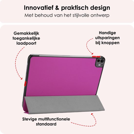 Étui adapté pour iPad Pro 2024 (11 pouces) Étui à couverture rigide avec protecteur d'écran - Violet