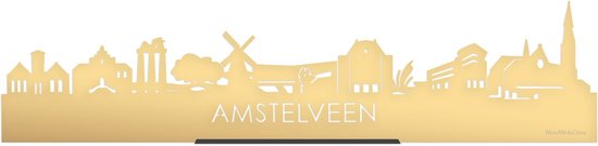 Standing Skyline Amstelveen Goud Metallic - 40 cm - Woon decoratie om neer te zetten en om op te hangen - Meer steden beschikbaar - Cadeau voor hem - Cadeau voor haar - Jubileum - Verjaardag - Housewarming - Aandenken aan stad - WoodWideCities