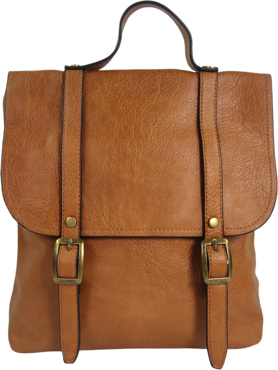 Mandoline - trendy handtas / rugzak - met verstelbare schouderriem - camel