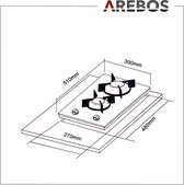 Arebos Gaskookplaat 2 branders | Glaskeramiek | Incl. roosters & ontstekingsbeveiliging