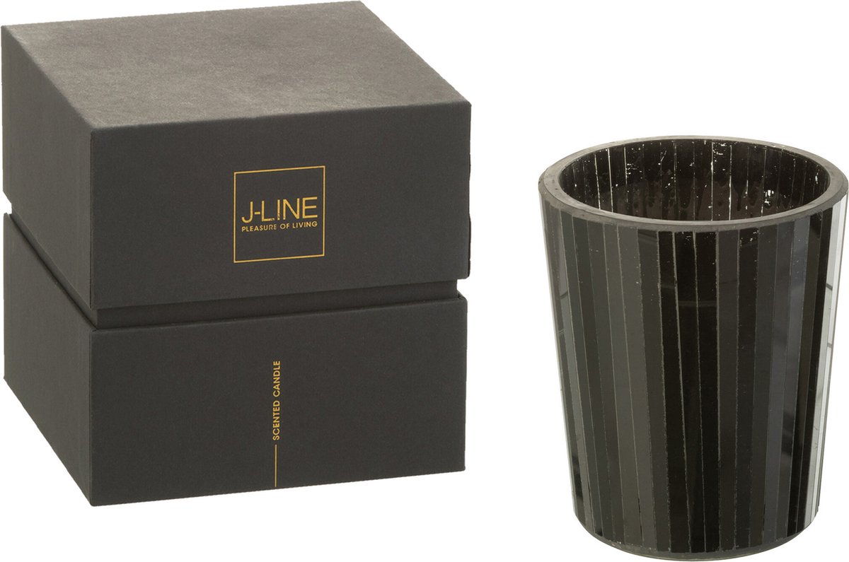 J-Line geurkaars Noa - Spicy Twilight - glas - zwart - medium - 55U