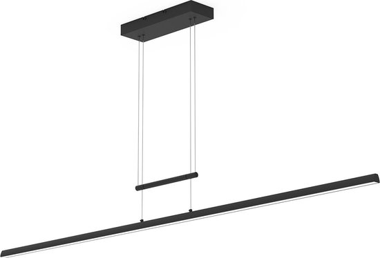 Foto: Hanglamp profilo 1 lichts zwart acryl metaal met led en dimmer lichtkleur verstelbaar 150 cm lang in hoogte verstelbaar van 110 cm tot 170 cm eetkamer eettafel lamp modern strak design