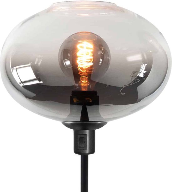 Tafellamp | 26 cm | Bellini | E27 | smoke zwart | glas metaal | modern sfeervol