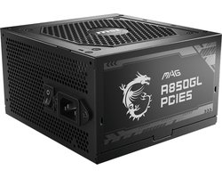 MSI MAG A850GL PCIE5 - Interne Voeding - ATX12V 3.0 - 80 Plus Gold - 850 Watt - Modulair - 100-240V - Actieve PFC - PCIe 5.0 - Zwart