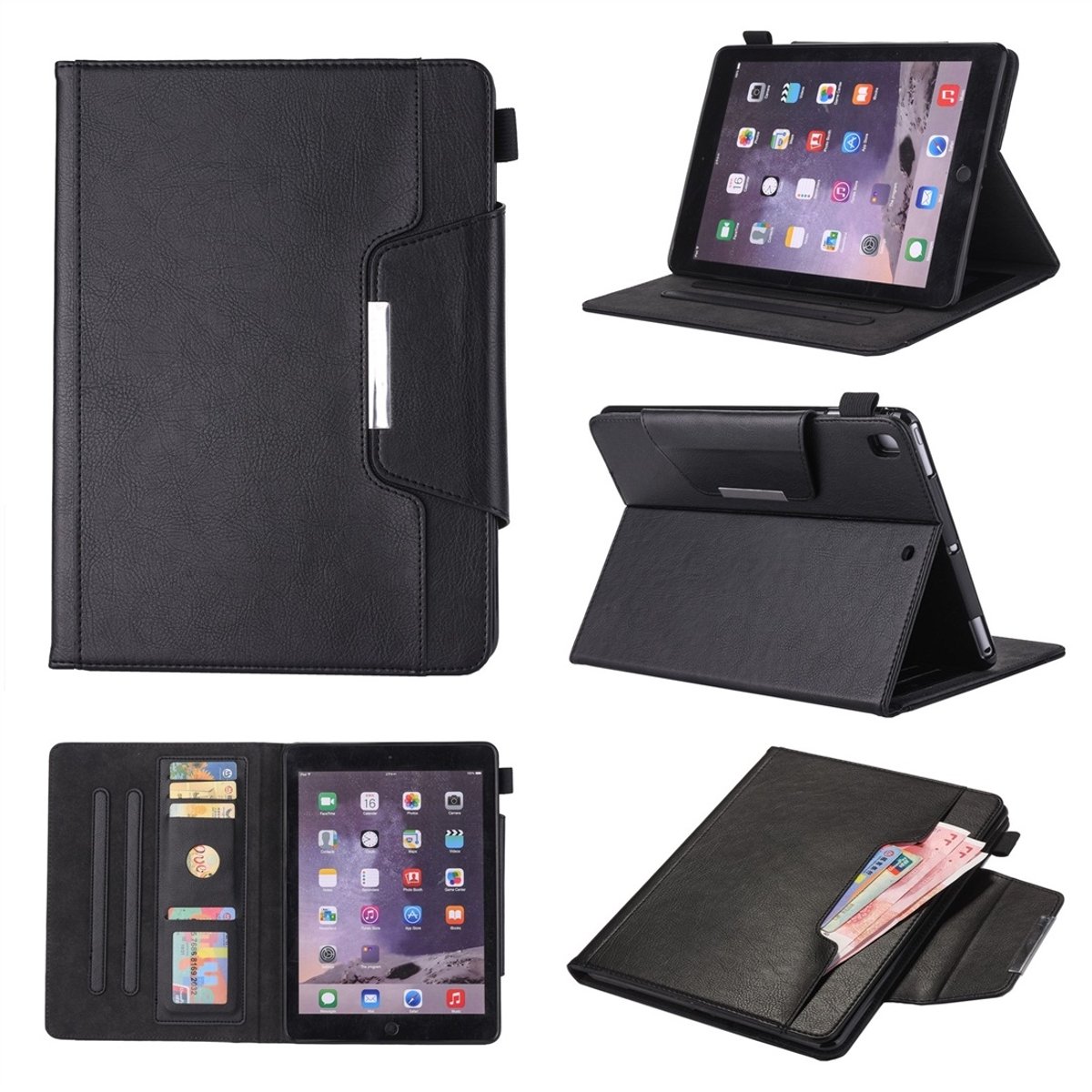 Mobigear Tablethoes geschikt voor Apple iPad 9 (2021) Hoes | Mobigear Luxury Bookcase + Stylus Houder - Zwart