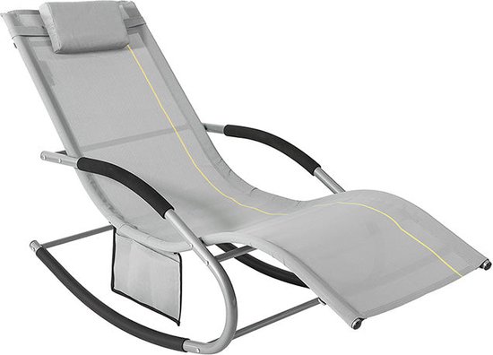 Rootz Elegant Ligstoel - Schommeltuinligstoel - Ligstoel met zijtas - Ademende synthetische vezels - Afneembaar kussen - Zachte EVA-armleuningen - 150 kg draagvermogen - Afmetingen volgens afbeelding