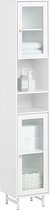 Rootz hoge badkamerkast - opbergorganisator - glazen deurkast - verstelbare planken - waterbestendige metalen poten - MDF en glas - 30 cm x 171 cm x 30 cm