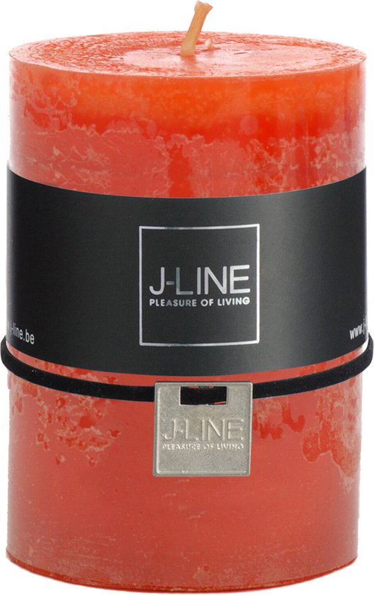 J-Line cilinderkaars - oranje - medium - 48u - 6 stuks