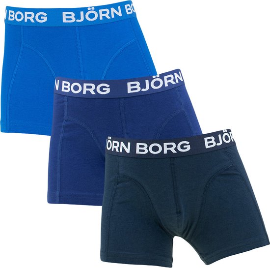 Björn Borg jongens cotton stretch 3P boxers basic blauw - 110/116