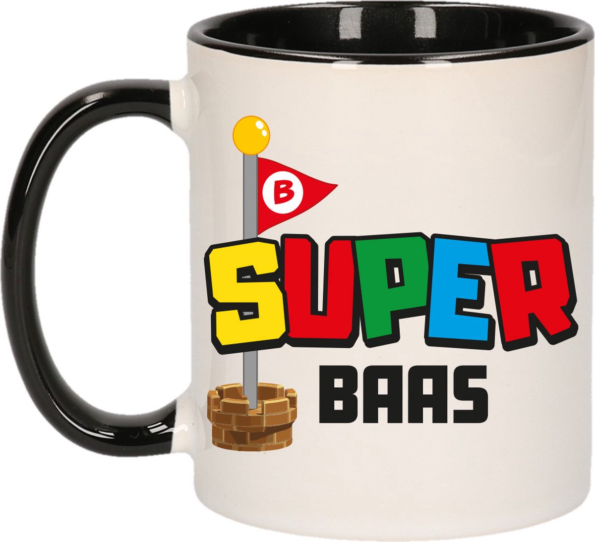 Bellatio Decorations Cadeau koffie/thee mok voor Baas - zwart - super Baas - 300 ml