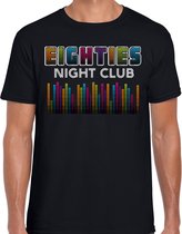 Bellatio Decorations Verkleed T-shirt voor heren - 80s night club - zwart - jaren 80 - carnaval XL