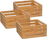 5Five Fruitkisten opslagbox - 3x - open structuur - lichtbruin - hout - L31 x B31 x H15 cm - Decoratie huis en tuin - Kisten/kistjes