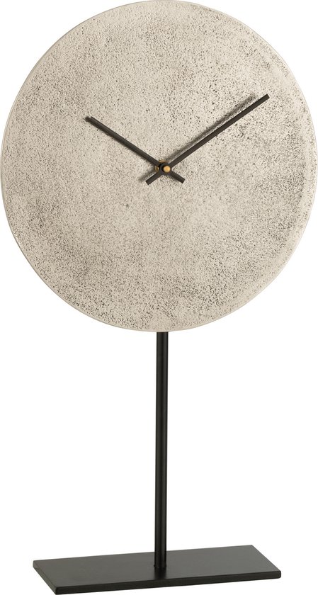 J-Line Horloge de bureau argentée, Horloge de table élégante en métal, Décoration moderne pour la maison et le bureau, Horloge couleur argent avec support, Cadeau parfait pour les amateurs de design, 25x41x7,5 cm