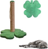 Longway- Krabpaal Katten - Krabpaal met Touw - Krabmeubel met Speeltje - 50 cm - Klaver - Groen