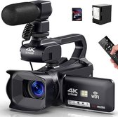 Professionele Camcorder - 4k Videocamera - Inclusief Externe Microfoon - 18x Digitale Zoom - Autofocus - 60FPS - 100% Garantie