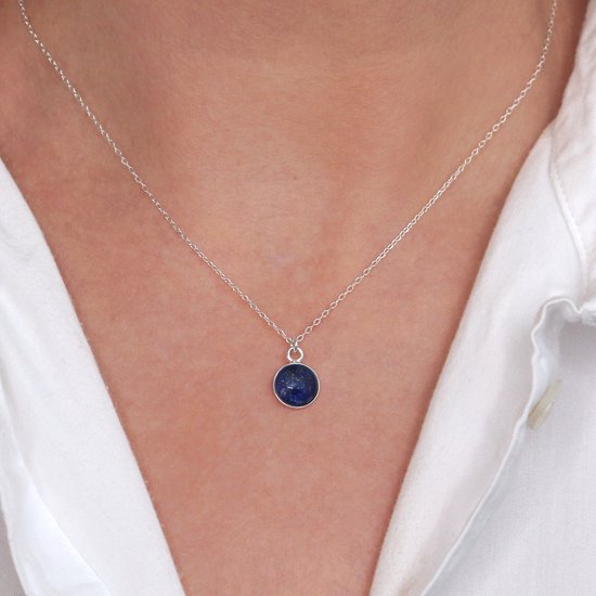 ARLIZI 2290 Collier pendentif cabochon lapis lazuli bleu - argent massif - 44 cm