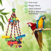 Meerkleurig papegaai vogel kauwspeelgoed, veiliger vogelkauwspeelgoed, papegaaienblokken, knopen, scheurspeelgoed, eenvoudig te gebruiken, vogelpapegaai schommel perfect voor kleine en middelgrote