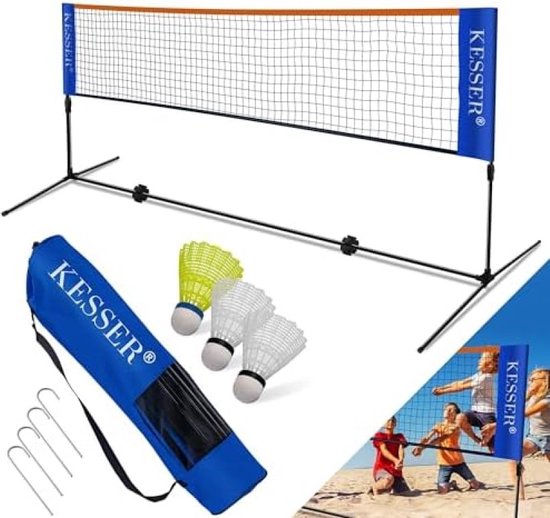 Foto: Badmintonnet tennisnet 500cm shuttlebalnet 3 voudig verstelbaar 107 120 155cm set met net 3x shuttlebal draagtas stevig ijzeren frame indoor outdoor