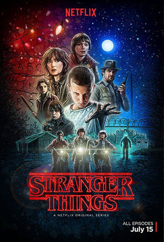 Allernieuwste Canvas Schilderij Stranger Things TV Serie - Sciencefiction Horrorserie - Kleur - 50 x 70 cm