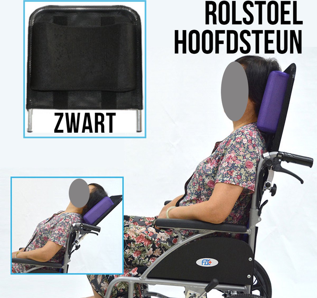 Goedkoopste Allernieuwste® Rolstoel Hoofdsteun Universeel - Opvouwbaar - Kleur Zwart