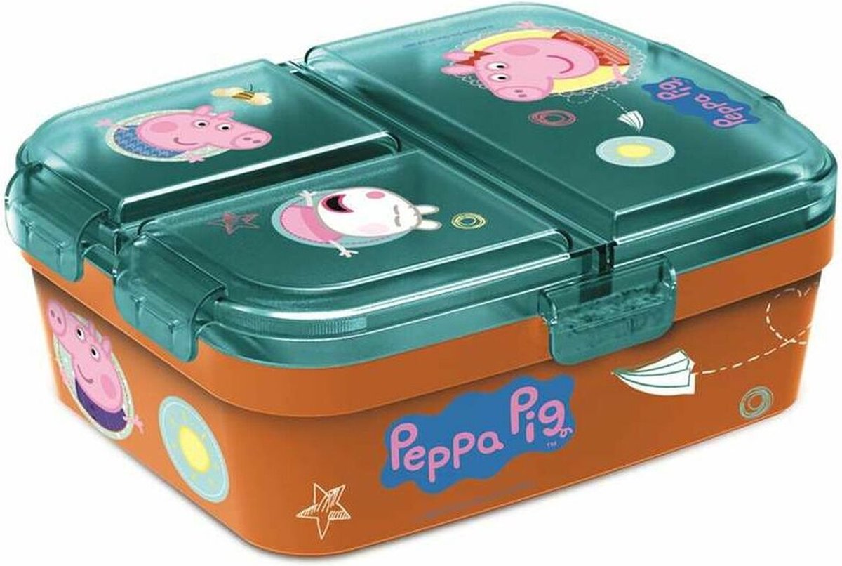 Peppa Pig Broodtrommel 3 vakjes - 18,5x15 cm - Brooddoos - Lunchbox