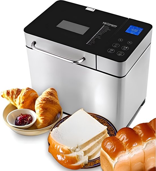 Broodmachine - Brood Machine - Multifunctioneel - 19 Programmas - 3 Bruining Niveau's - Zilver - 710W - Merkloos