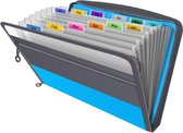 Accordian File Organizer met rits, 13 zakken uitbreiden bestandsmap, 5 kleuren, Accordeon Zip Document Organisers met Tabs, A4 archiefmappen, Uitbreidbare map Organiser Box File Portemonnee, blauw