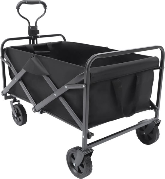 Gran Vida® - Bolderkar - 80KG Draagvermogen - In Hoogte Verstelbare Handgreep - 105 Liter Inhoud - Opvouwbaar - Zwart — afbeelding 3