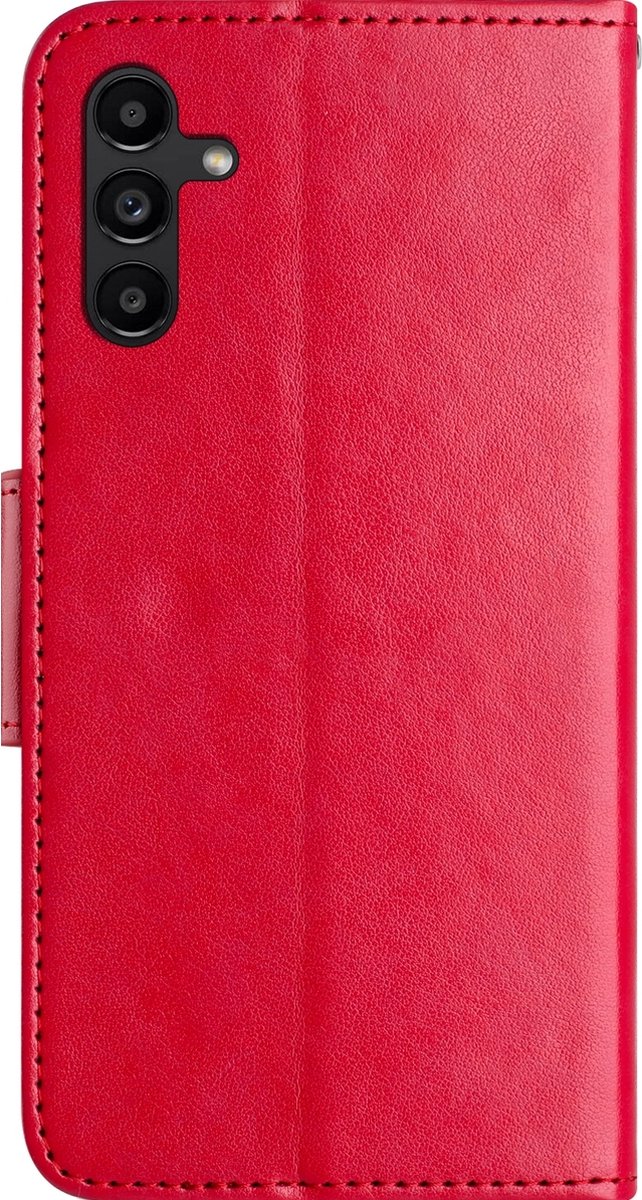 Mobigear Telefoonhoesje geschikt voor Samsung Galaxy A35 Hoesje | Mobigear Flowers Bookcase Portemonnee | Pasjeshouder voor 2 Pasjes | Telefoonhoesje voor Pinpas / OV Kaart / Rijbewijs - Rood