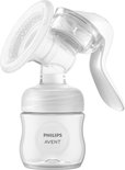 Philips Avent handkolf met handvat. De witte kolf heeft een gedetailleerde rand en een gedetailleerde dop.