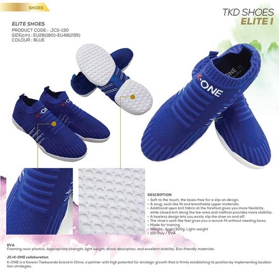 Chaussures de taekwondo JCalicu & K-One | bleu | différentes tailles (Taille : 42)