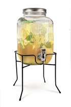 Luvlea glazen limonadetap - Waterdispenser - Limonadedispenser - Frisdrankdispenser - Drankdispenser - Watertap - Glas - 4 liter - inlc. standaard - 17x17x39cm
