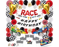 Fissaly 81 Stuks Race Formule 1 Feest Versiering – Kinderfeestje Decoratie – Grand Prix & Racewagen - Themafeest Verjaardag - Feestje