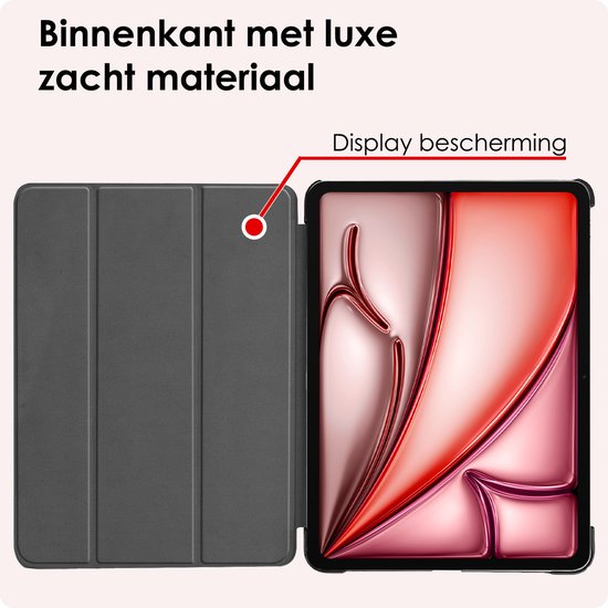 Étui adapté pour iPad Air 6 (11 pouces) Étui à couverture rigide avec protecteur d'écran - Rouge