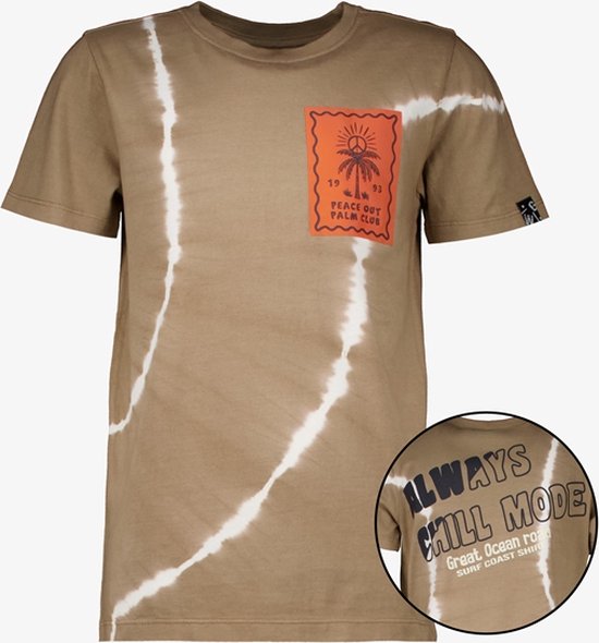 Unsigned jongens tie dye T-shirt bruin - Maat 158/164