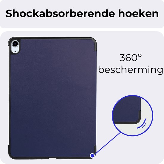 Étui de tablette bleu foncé avec coins absorbant les chocs pour une protection à 360°.