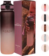 Cabau Bloom Waterfles / Drinkfles | 1 liter | Purple | Handige drinktuit & unieke maataanduiding | BPA- & Lekvrij | Drinkfles met rietje volwassenen | Drinkfles volwassenen | Drinkfles 1 liter | Verschillende drinkflessen | Cadeau voor haar