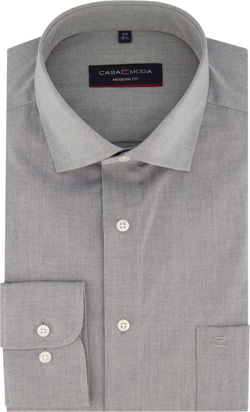 Casa Moda Chemise Unie Gris Argent Kent Coupe Moderne - 44