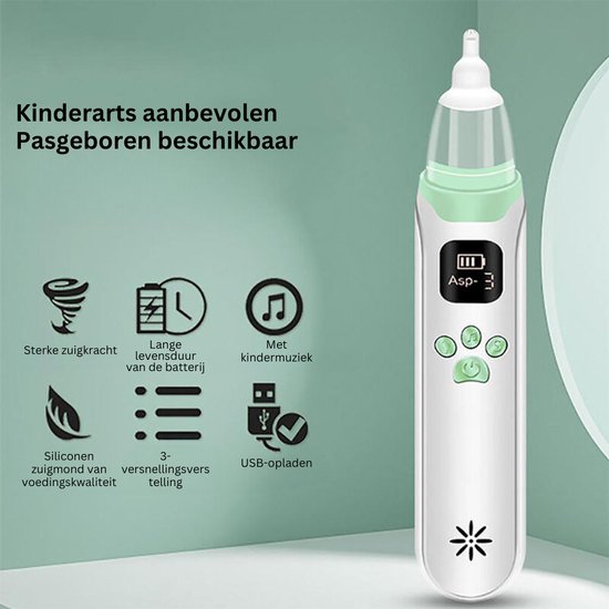 Neusreiniger Baby Elektrisch - Neuszuiger Baby Met Muziek Voor Afleiding - Neusdouche Inclusief Opzetstukken - Neus Douche - Neusspuit Met Anti-terugloop Functie - Verkoudheid van Kaitenmoto. — afbeelding 4
