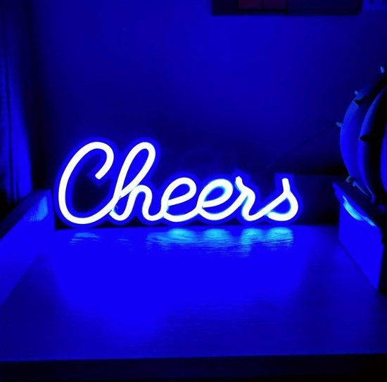 Neon Lamp - Cheers - Blauw - 29.5x11.2m- Neon Verlichting - Wandlamp