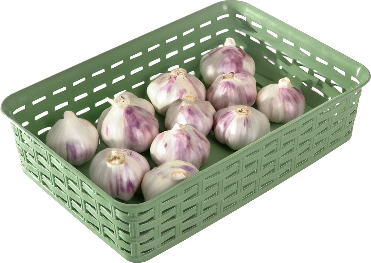 Hega Hogar Opbergmandje/ladeverdeler - groen - 2 liter - kunststof - 17 x 25 x 6 cm - kleine opslag bakjes - manden