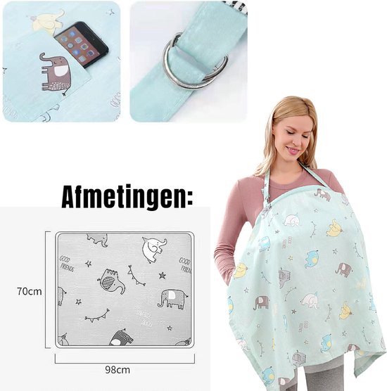 Allernieuwste.nl® Borstvoedingsdoek ROSE OLIFANT - Afschermdoek - Borstvoeding Doek - Tissu d'allaitement - Borstvoedingsschort met zakje - Privacy - Rose Olifantjes van Allernieuwste.nl® — afbeelding 3