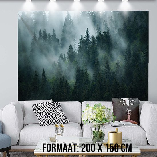 Allernieuwste.nl® XL Urban Loft Tapisserie Groot Tapisserie Décoration murale Murale Minimalisme Tapisserie Murale Foggy Forest - Couleur - 200 x 150 cm