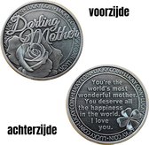 Allernieuwste.nl® Darling Mother Herdenkingsmunt Geluksmunt Verzilverd Cadeau - Liefde Geschenk Idee Moederdag Kado - Ø 40 mm