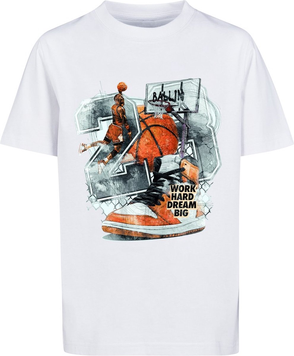 Mister Tee Kids Vintage Ballin Kinder T-shirt Kids 110/116 Wit