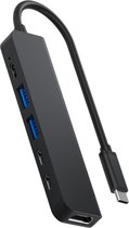 Rolio USB C Hub - 1x HDMI 4K - 3x USB-C - 2x USB-A - USB Splitter - Geschikt voor Apple Macbook Pro / Air, Windows - Universeel - Zwart