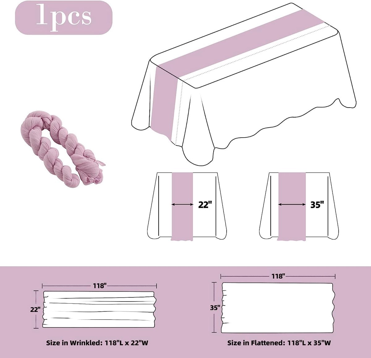 10 stuks kaasdoek-tafelloper, stoffige roos, 90 x 400 cm, roze rustieke gaasstof, boho-tafelloper, kaasdoek, kaasdoek, cheesecloth, bruiloft, tafelkleed voor bruiloftsfeest, bruidsfeest
