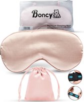 Boncy Verstelbaar Zijde Slaapmasker met Opbergzakje - Roze Oogmasker - Slaapmaskers Vrouwen en Mannen Zijde